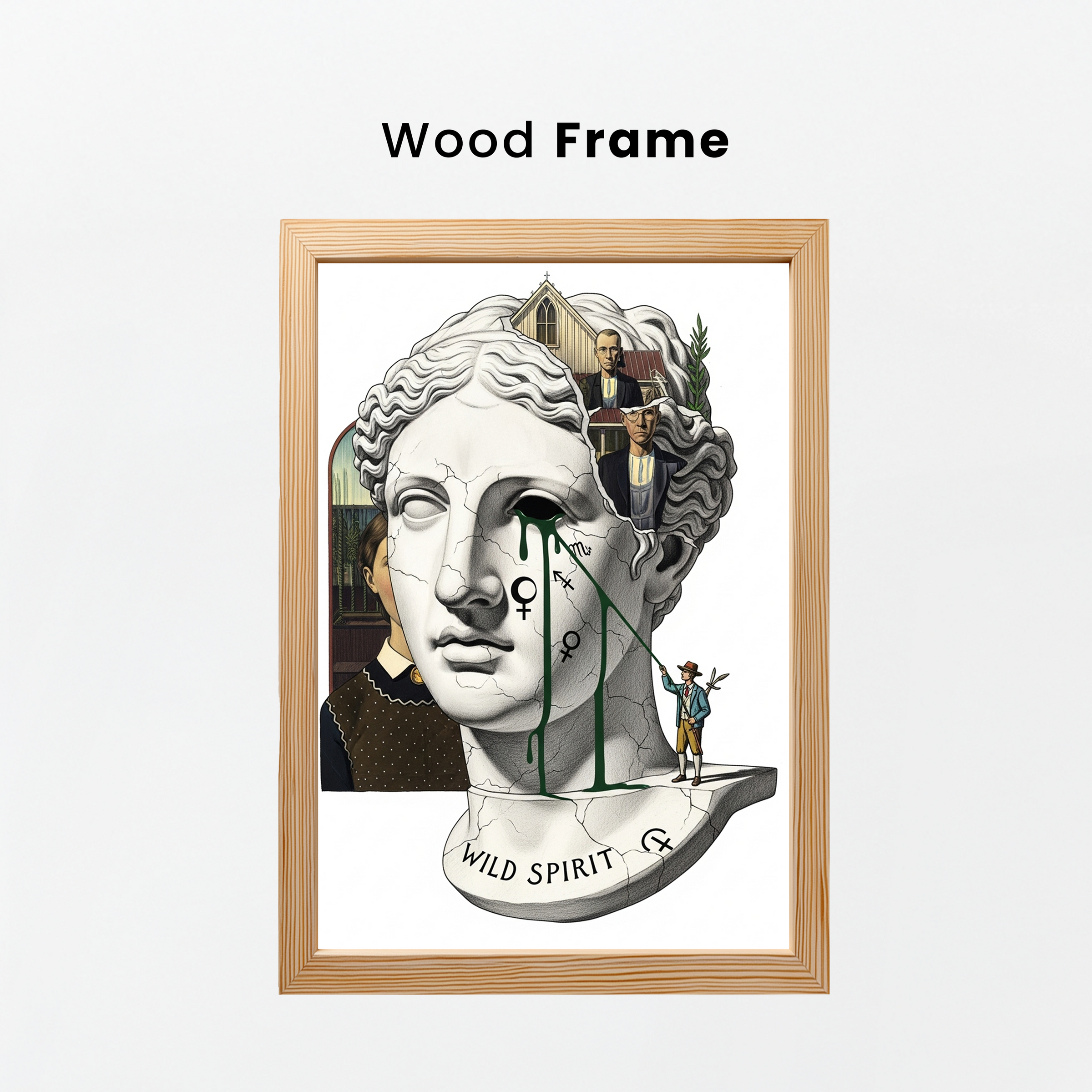 Wild Spirit American Gothic — Surreal Grant Wood Wall Art Print