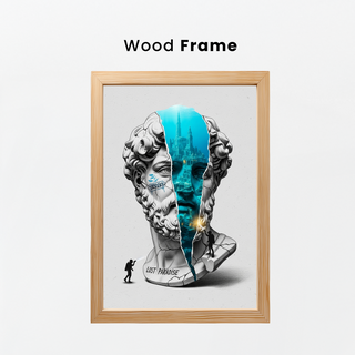 Lost Paradise Atlantis — Surreal Poseidon Bust Wall Art Print