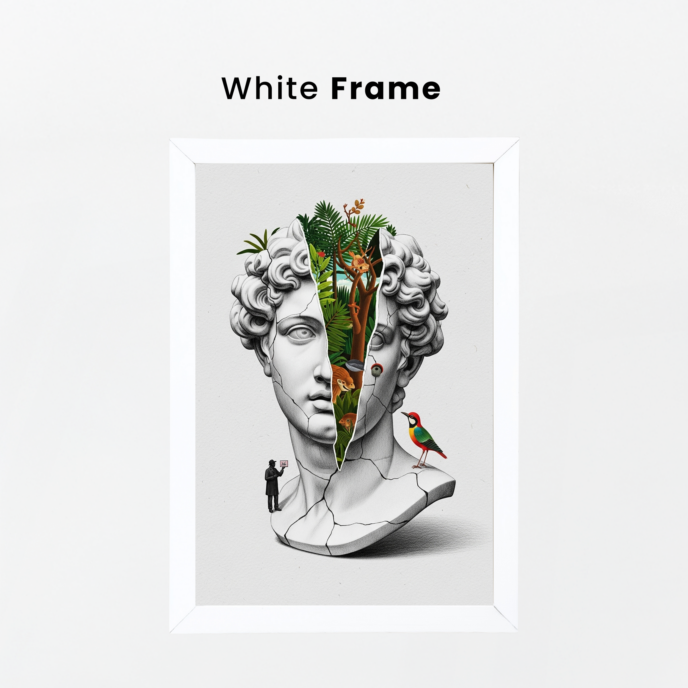 Nature Collage — Surreal Apollo Bust Wall Art Print