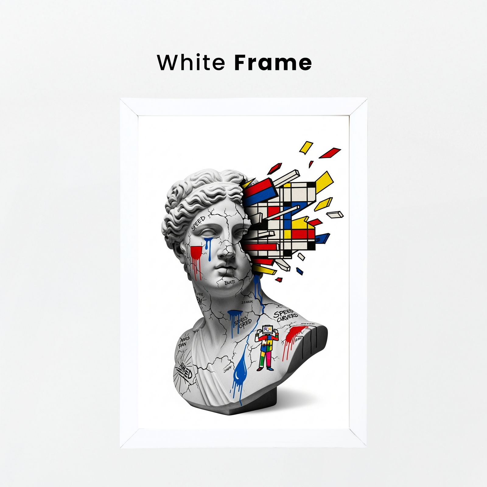 Mondrian Explosion — Surreal Venus Bust Wall Art Print