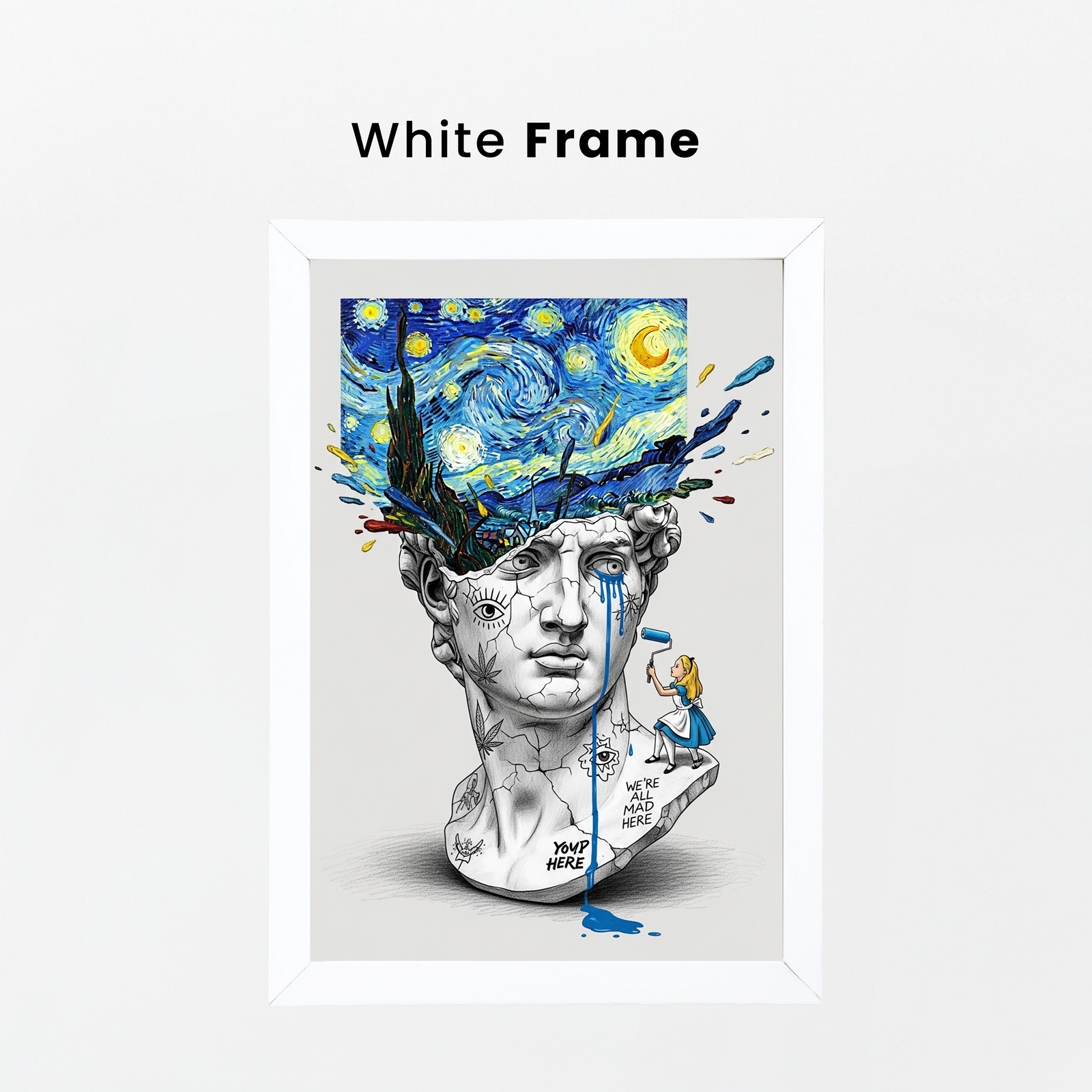 We're All Mad Here Van Gogh — Surreal Self-Portrait Wall Art Print