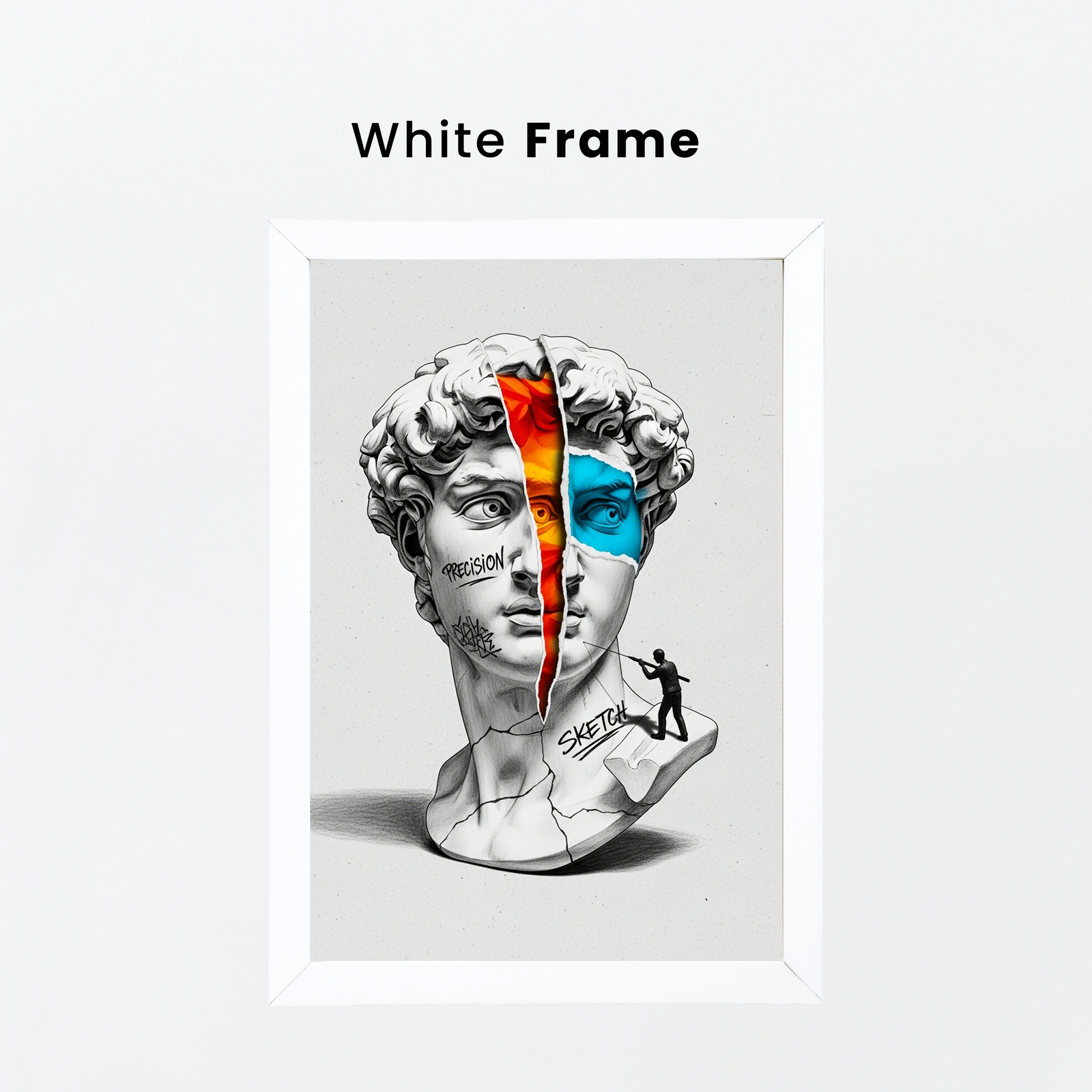 Precision & Sketch — Surreal David Bust Wall Art Print
