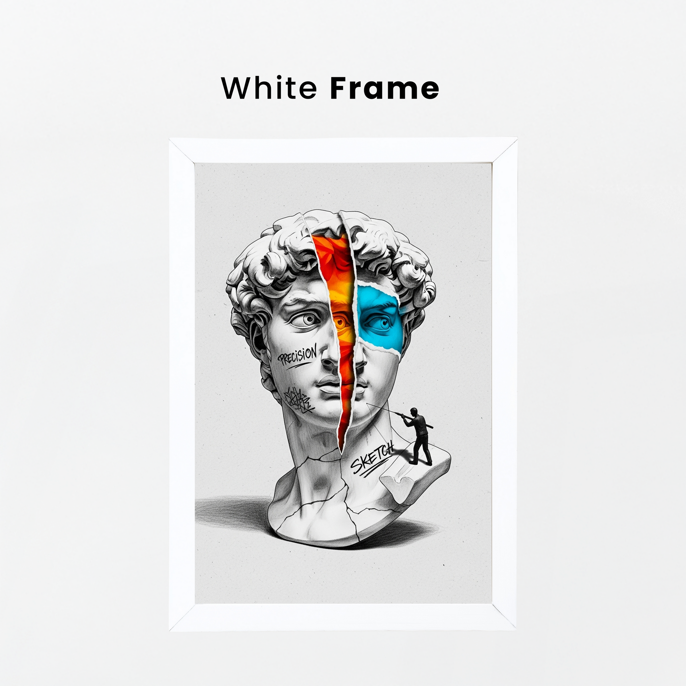 Precision & Sketch — Surreal David Bust Wall Art Print