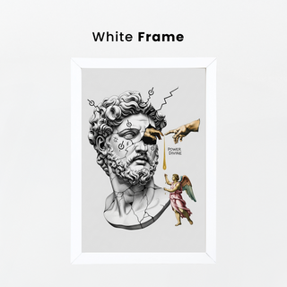 Power Divine — Zeus Meets Michelangelo's Creation of Adam Wall Art Print