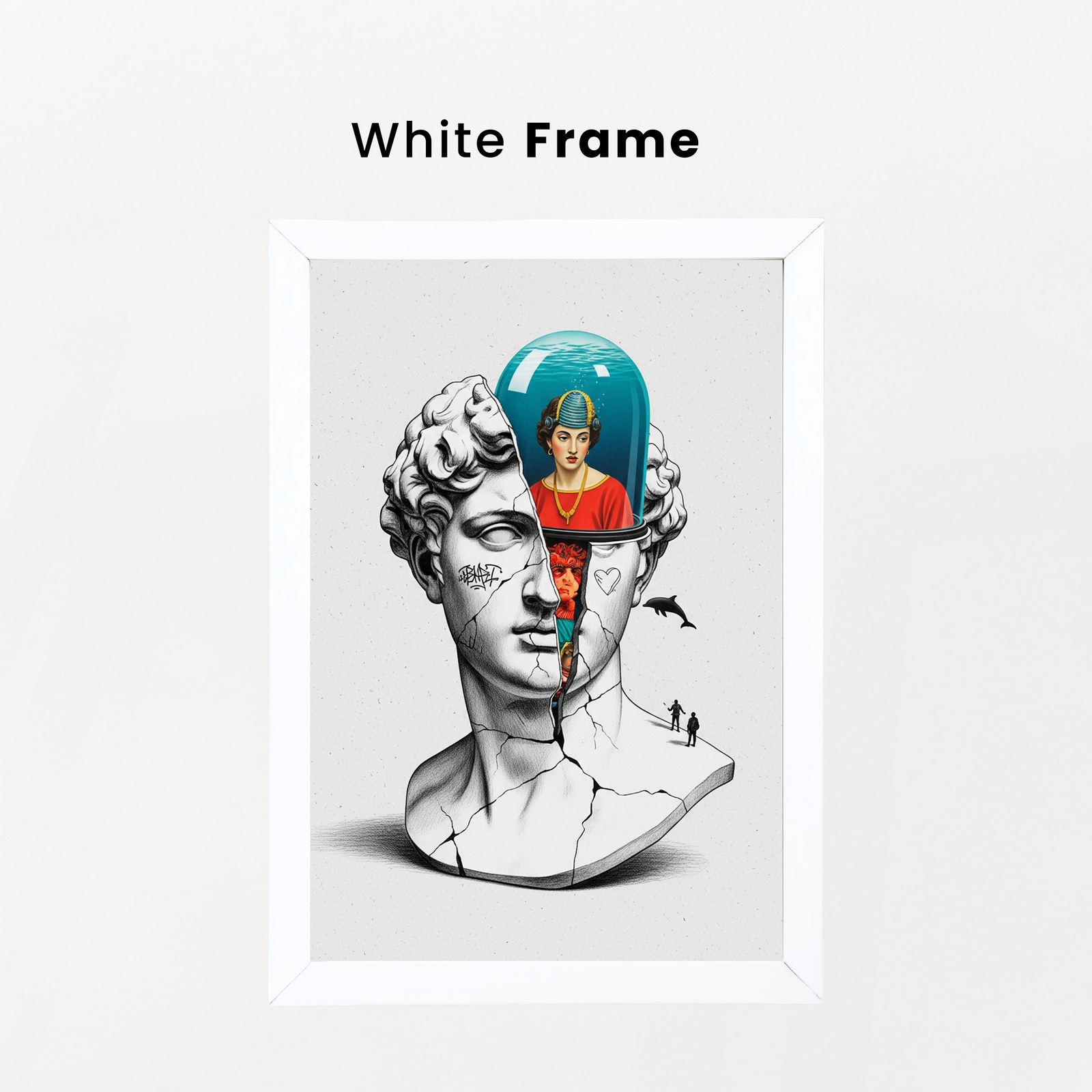 Aquarium Mind — Surreal David Bust Wall Art Print