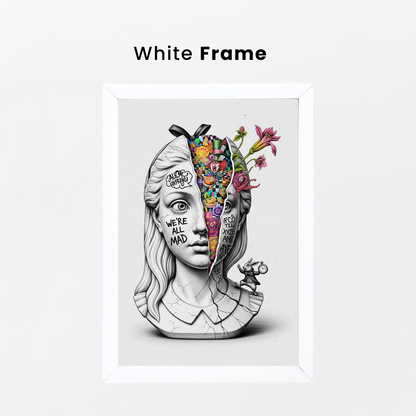 We're All Mad Here: Alice Tablo Boyutlarında ve Yüksek Kaliteli Poster