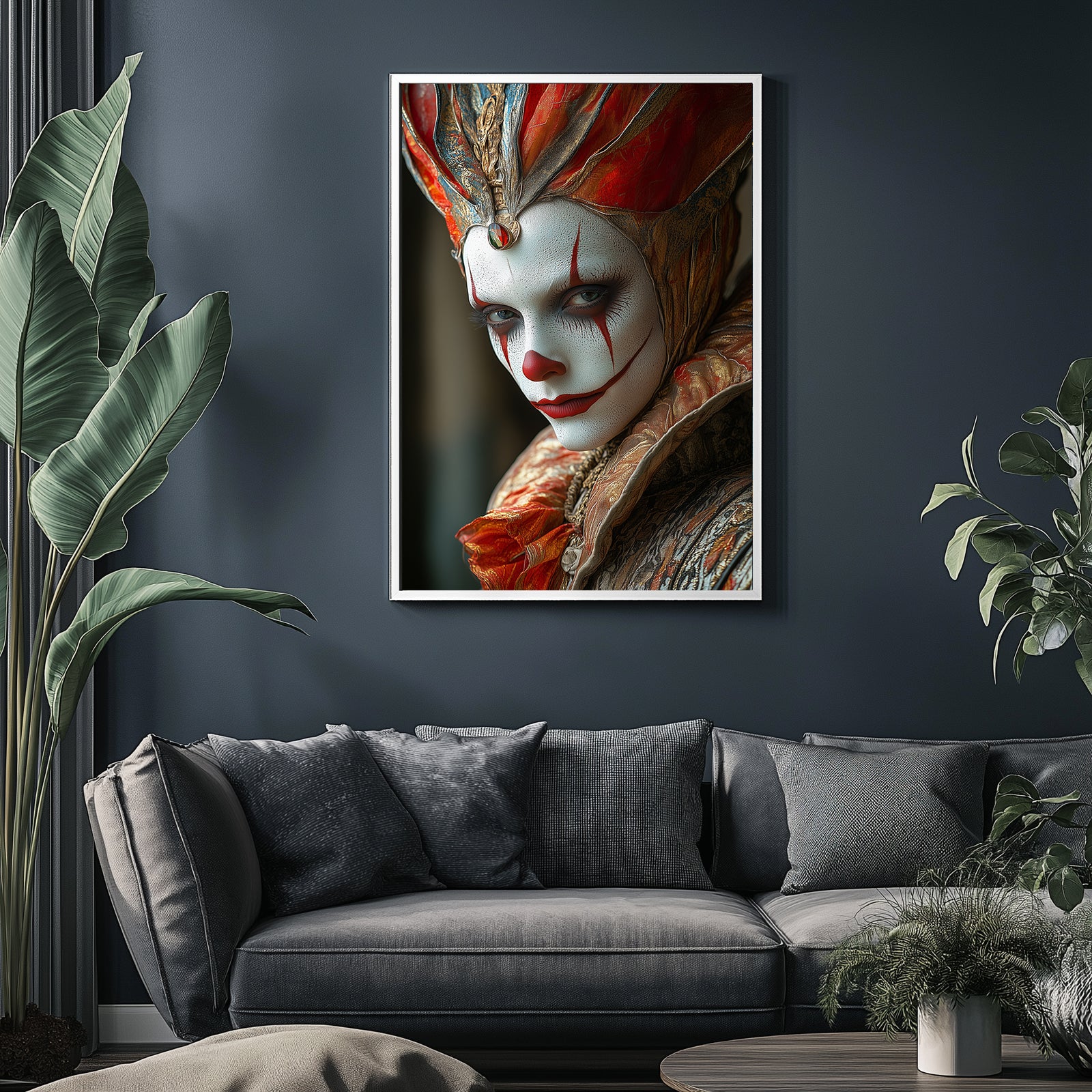 Crown of Illusions Wall Art Print — Mystical Surreal Portrait Poster