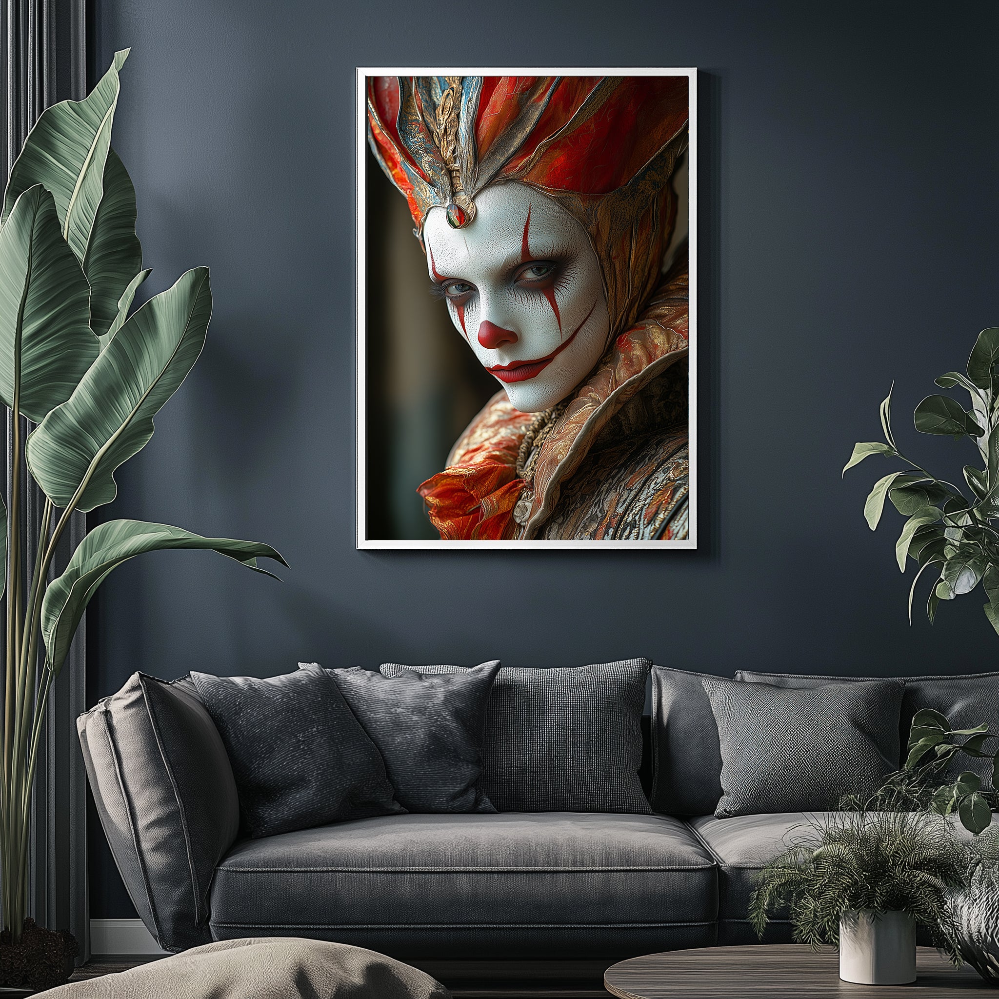 Crown of Illusions Wall Art Print — Mystical Surreal Portrait Poster