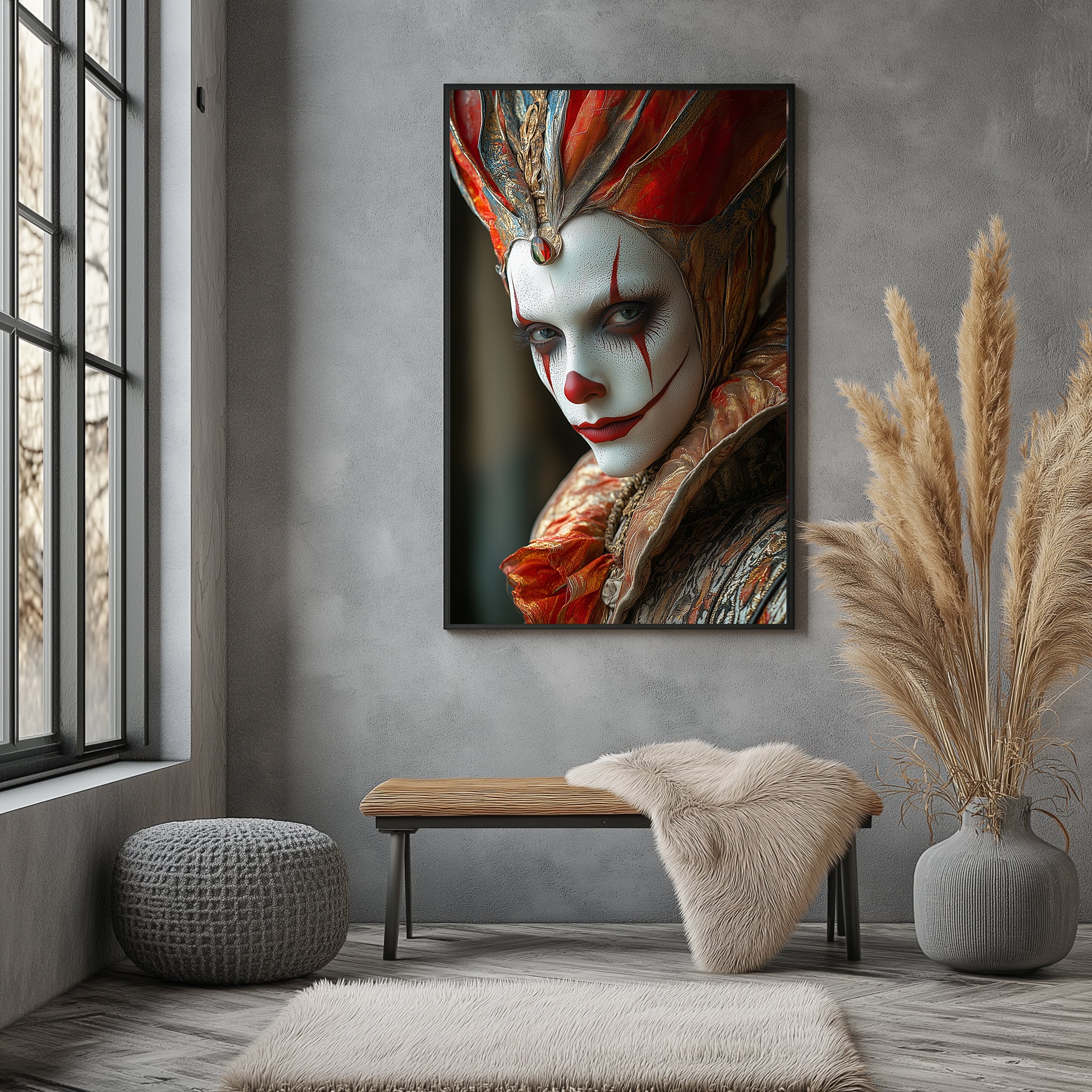 Crown of Illusions Wall Art Print — Mystical Surreal Portrait Poster