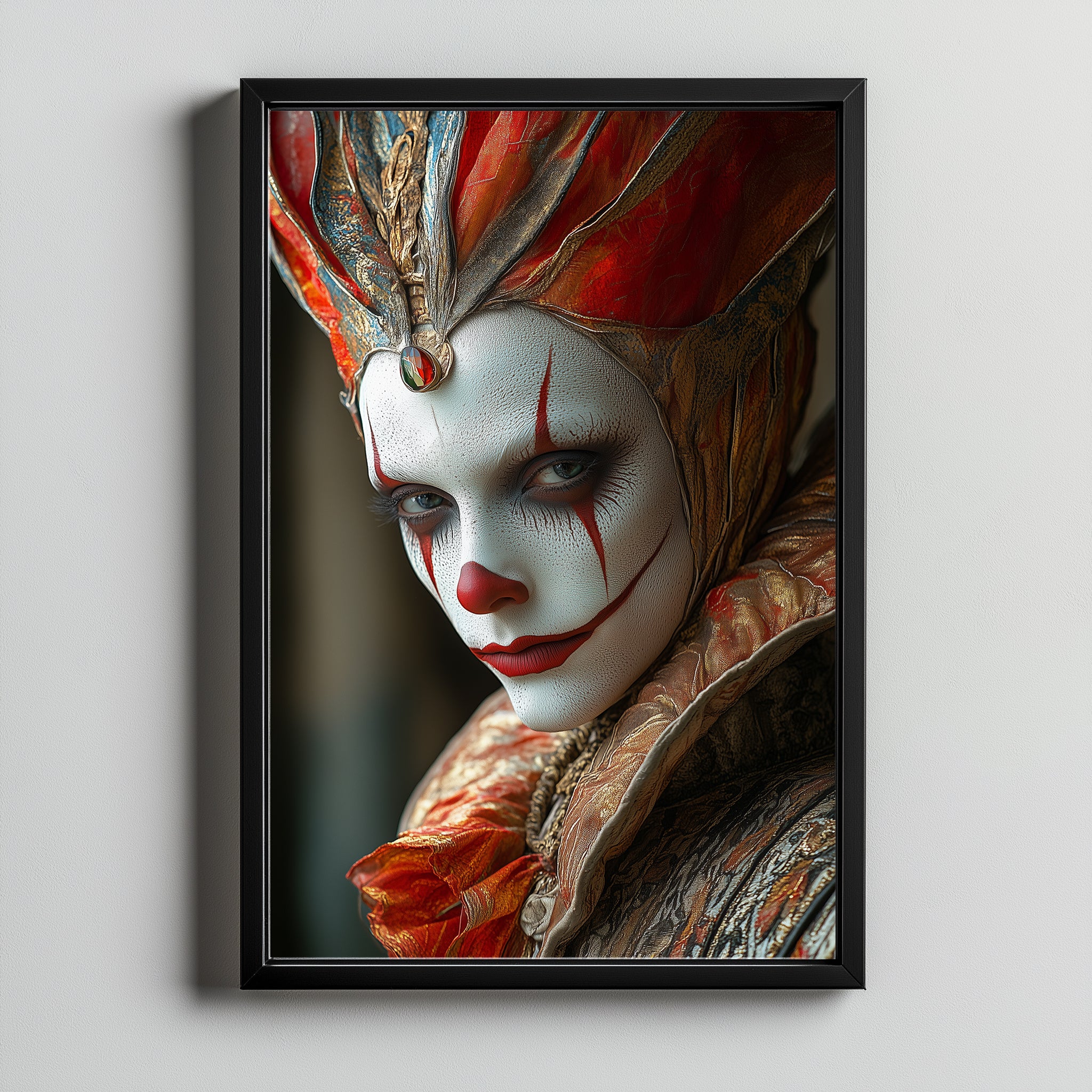 Crown of Illusions Wall Art Print — Mystical Surreal Portrait Poster