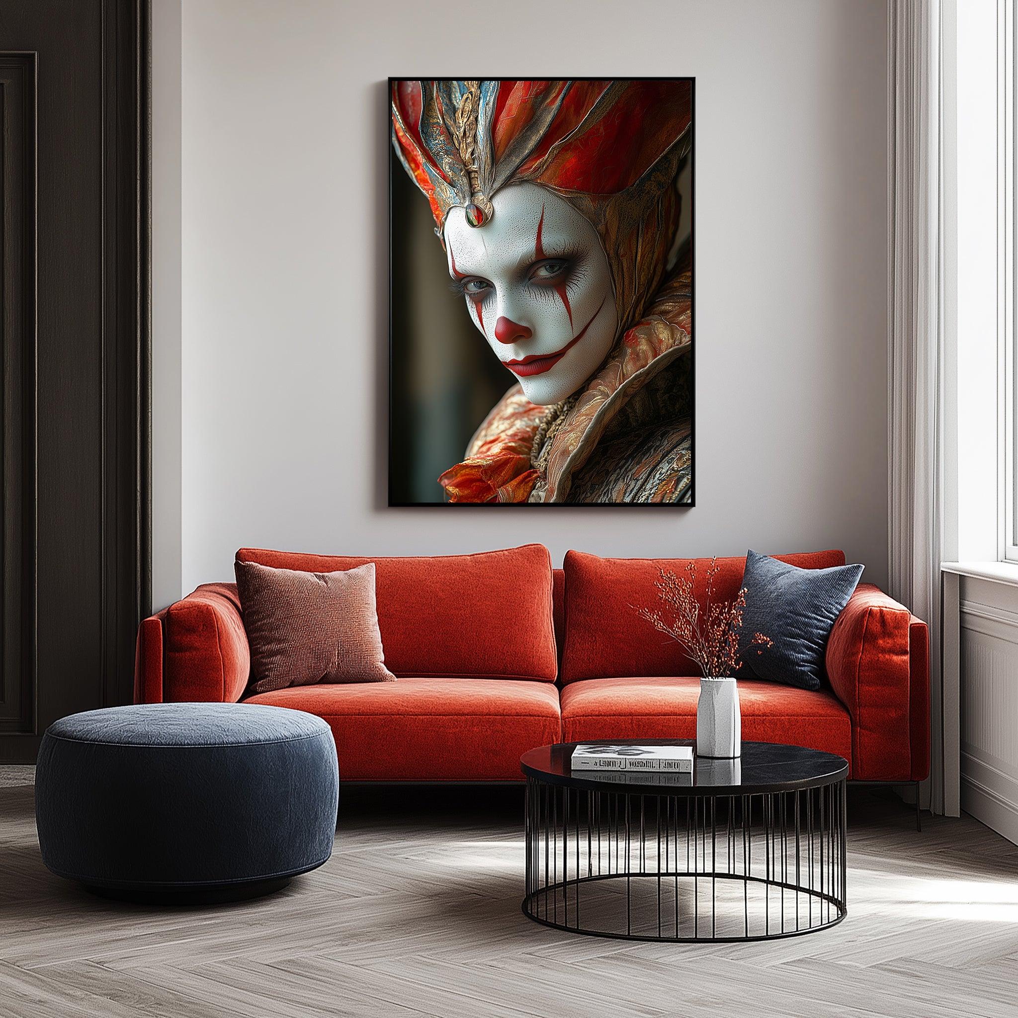Crown of Illusions Wall Art Print — Mystical Surreal Portrait Poster