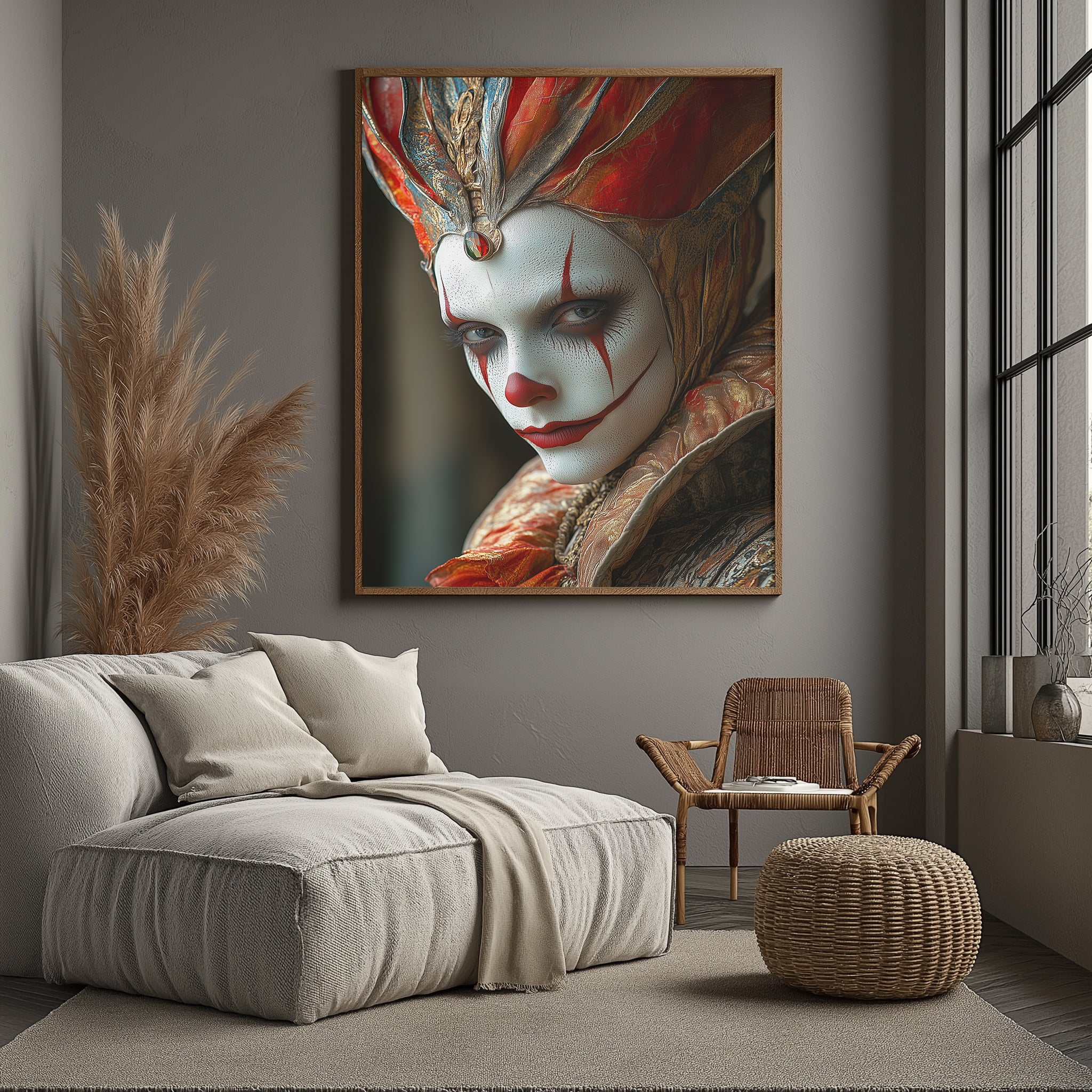 Crown of Illusions Wall Art Print — Mystical Surreal Portrait Poster