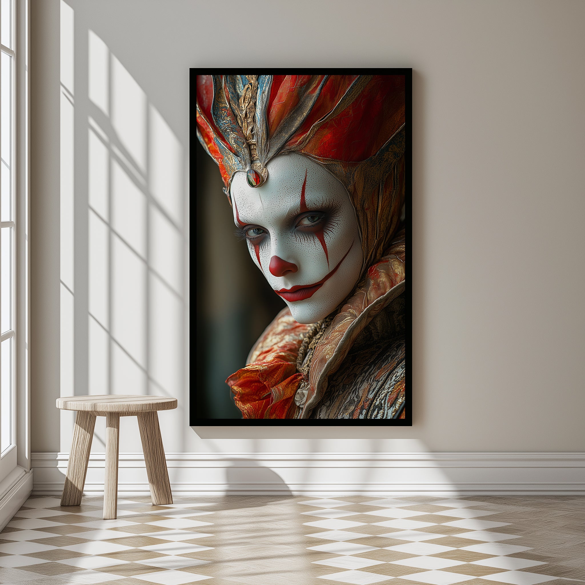 Crown of Illusions Wall Art Print — Mystical Surreal Portrait Poster