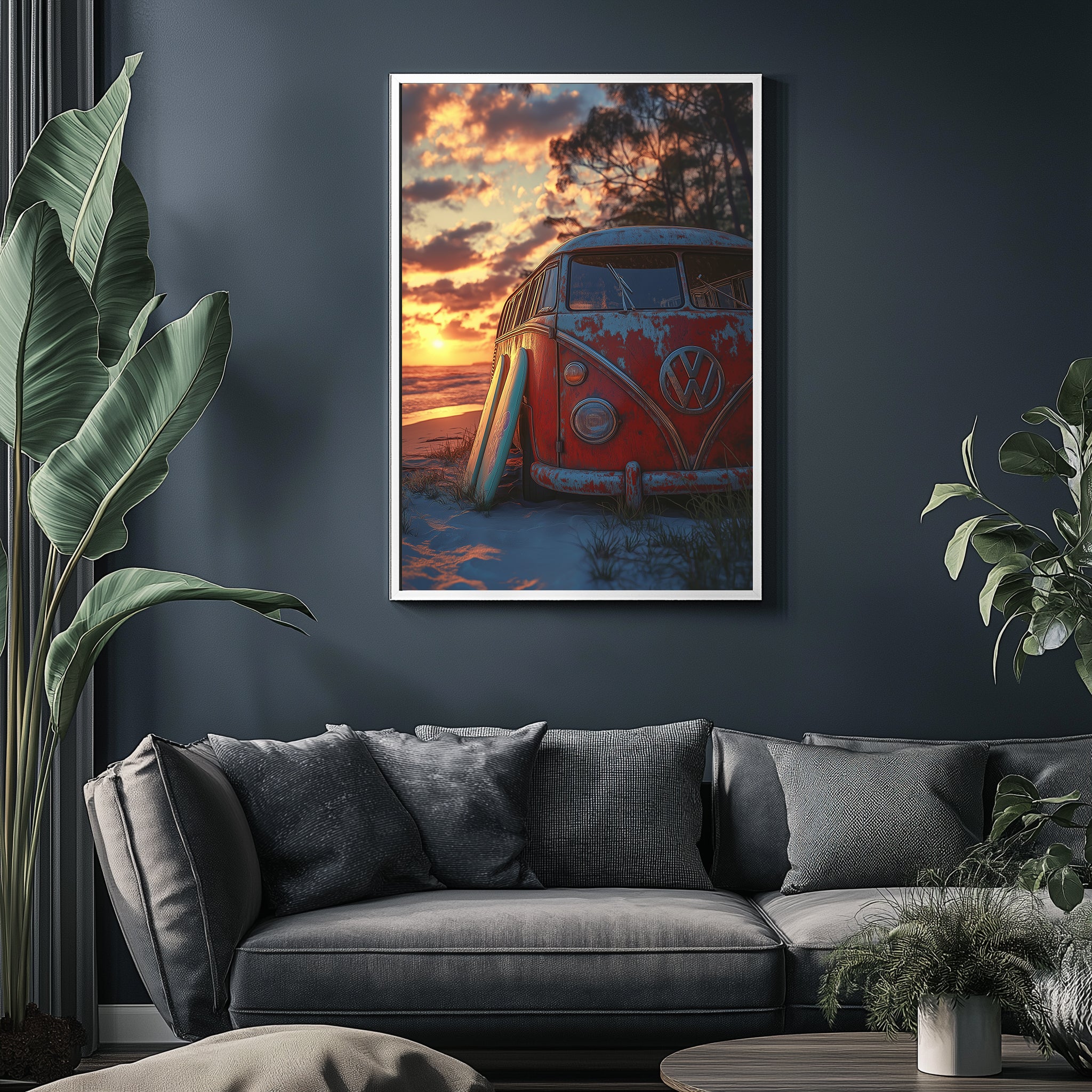 Van in Time Wall Art Print — Vintage Camper Van Travel Poster