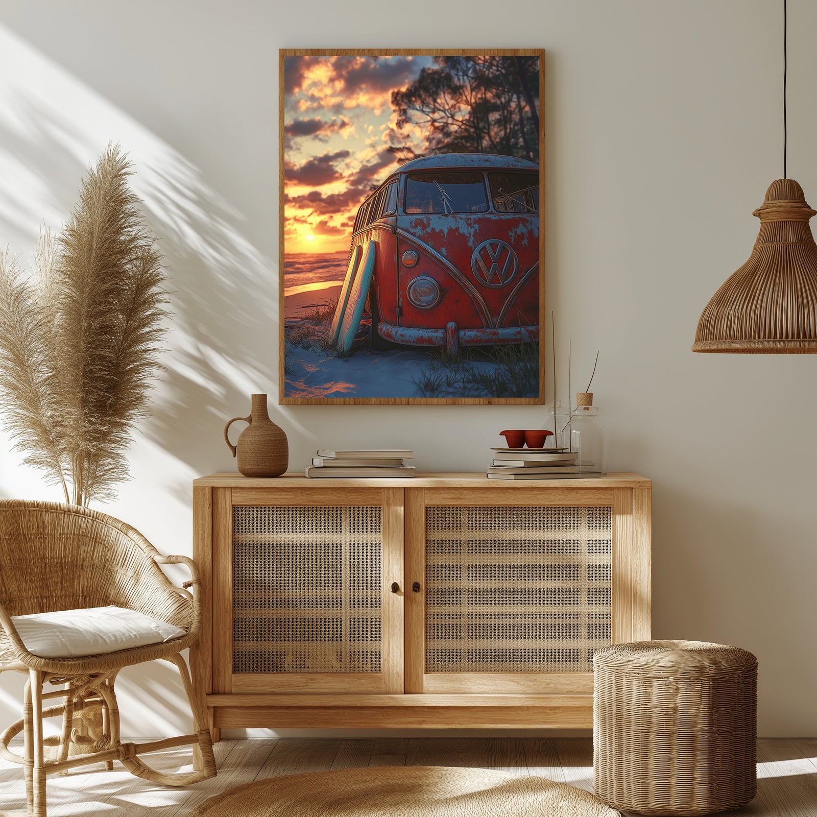Van in Time Wall Art Print — Vintage Camper Van Travel Poster