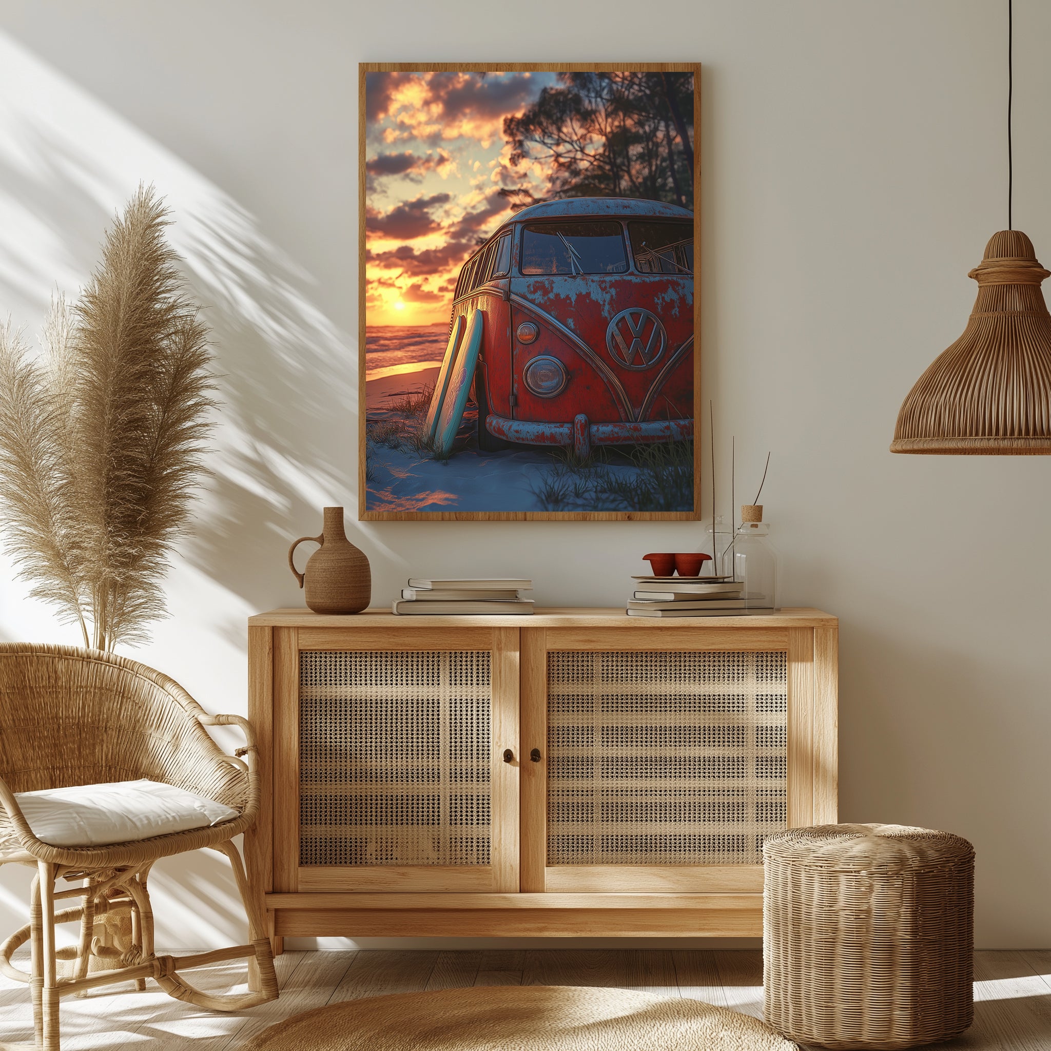 Van in Time Wall Art Print — Vintage Camper Van Travel Poster