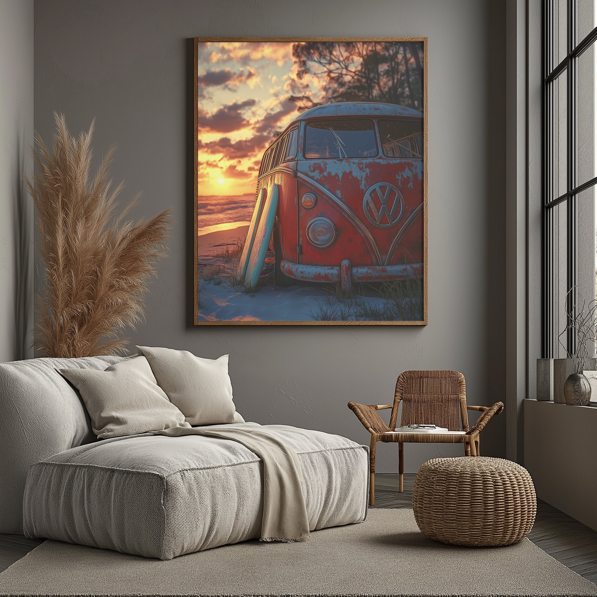 Van in Time Wall Art Print — Vintage Camper Van Travel Poster
