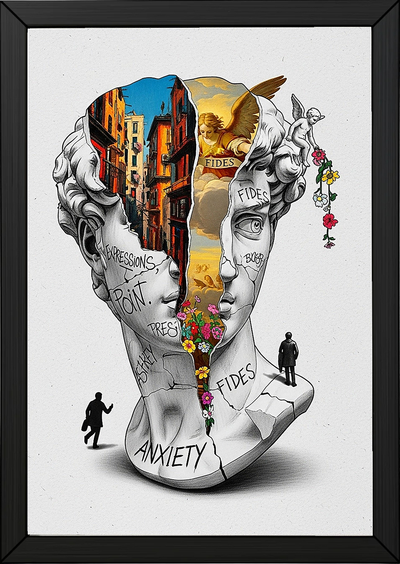 Anxiety & Faith — Surreal David Bust Wall Art Print