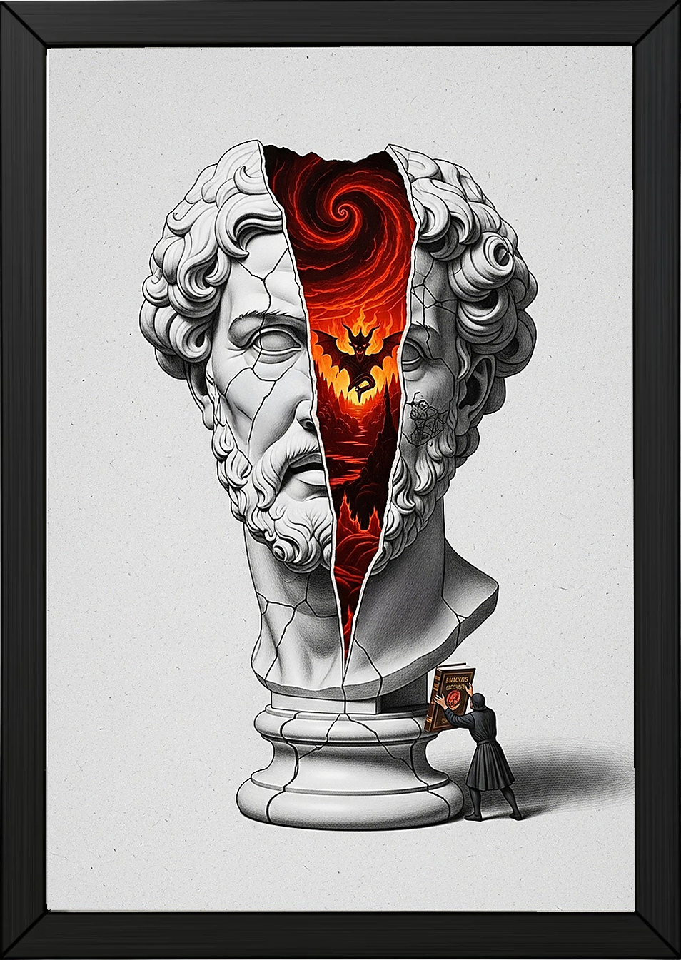 Inferno — Surreal Zeus Bust Wall Art Print
