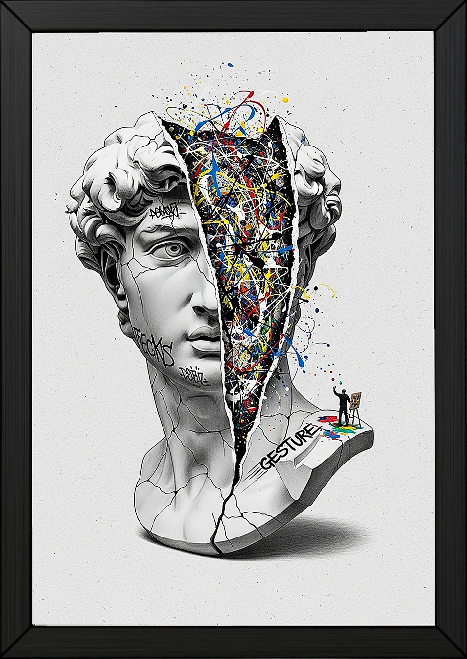 Gesture Pollock — Surreal David Bust Wall Art Print