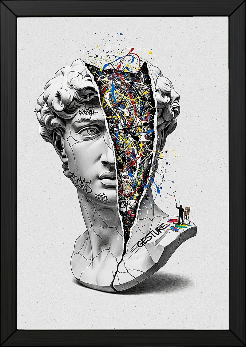 Gesture Pollock — Surreal David Bust Wall Art Print