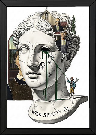 Wild Spirit American Gothic — Surreal Grant Wood Wall Art Print