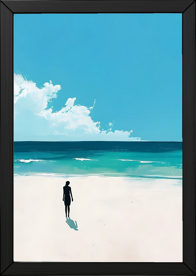 Waves Alone Wall Art Print — Peaceful Ocean Solitude Poster