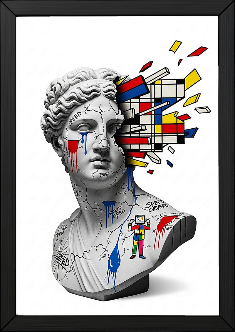 Mondrian Explosion — Surreal Venus Bust Wall Art Print