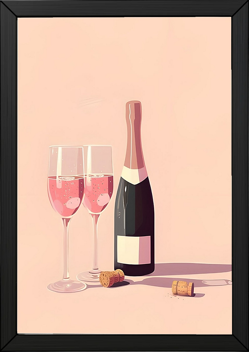 Blush & Bubbles Wall Art Print — Pink Champagne Aesthetic Poster