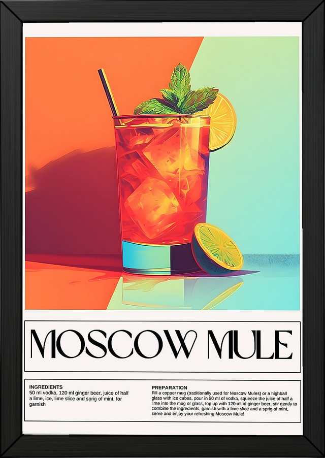 Moscow Mule Wall Art Print — Classic Vodka Ginger Cocktail Poster