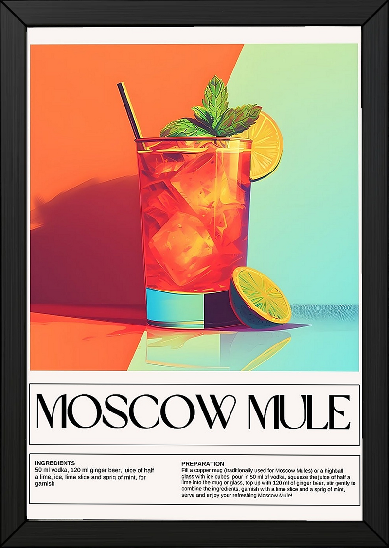 Moscow Mule Wall Art Print — Classic Vodka Ginger Cocktail Poster