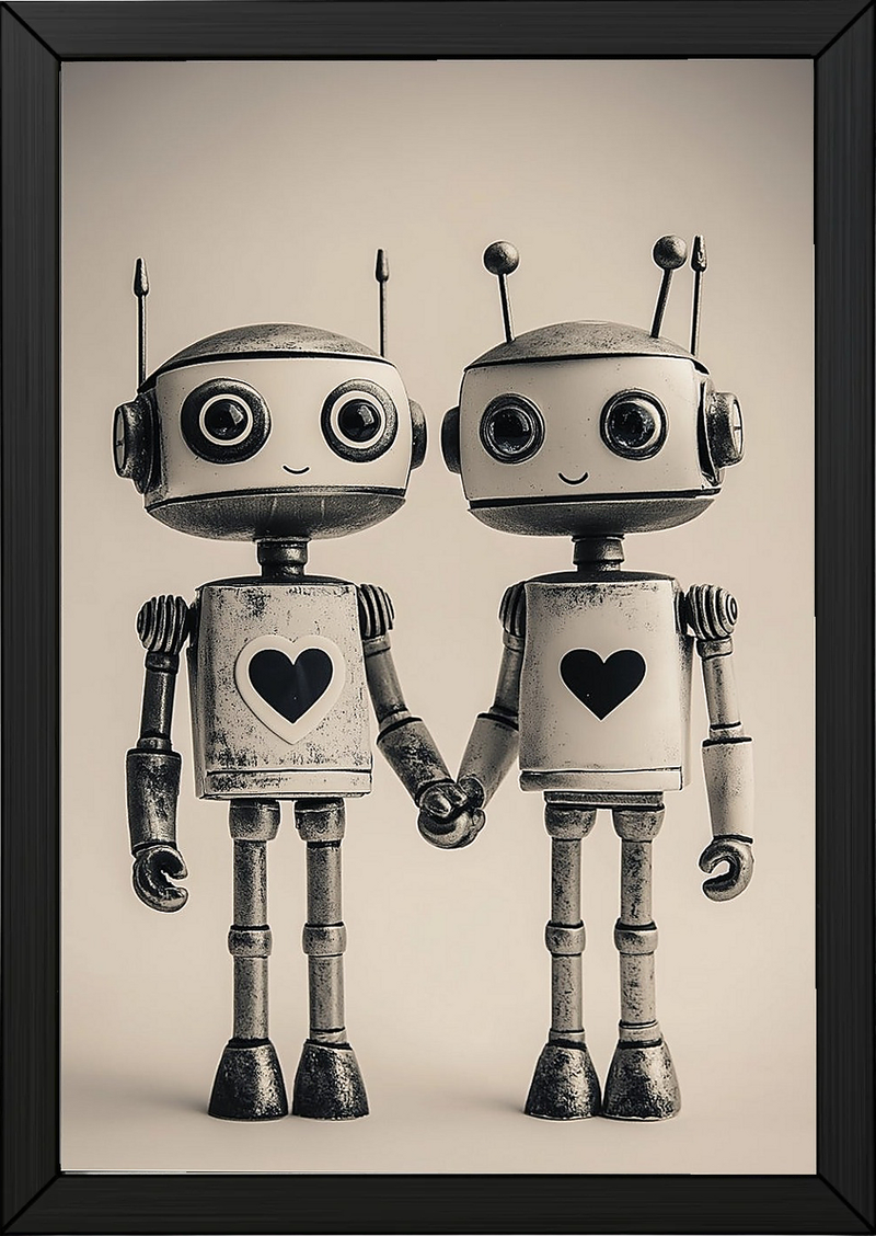 Mechanical Hearts Wall Art Print — Industrial Robot Love Poster