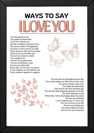 Ways to Say I Love You Wall Art Print — Multilingual Love Quote Poster