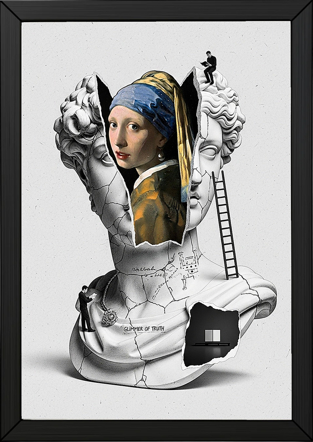 Glimmer of Truth — Vermeer's Girl with a Pearl Earring Wall Art Print