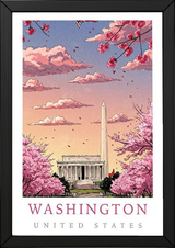 Washington DC — Cherry Blossom Monument Wall Art Print
