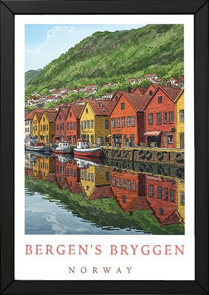 Bergen Bryggen Norway — Hanseatic Harbor Wall Art Print