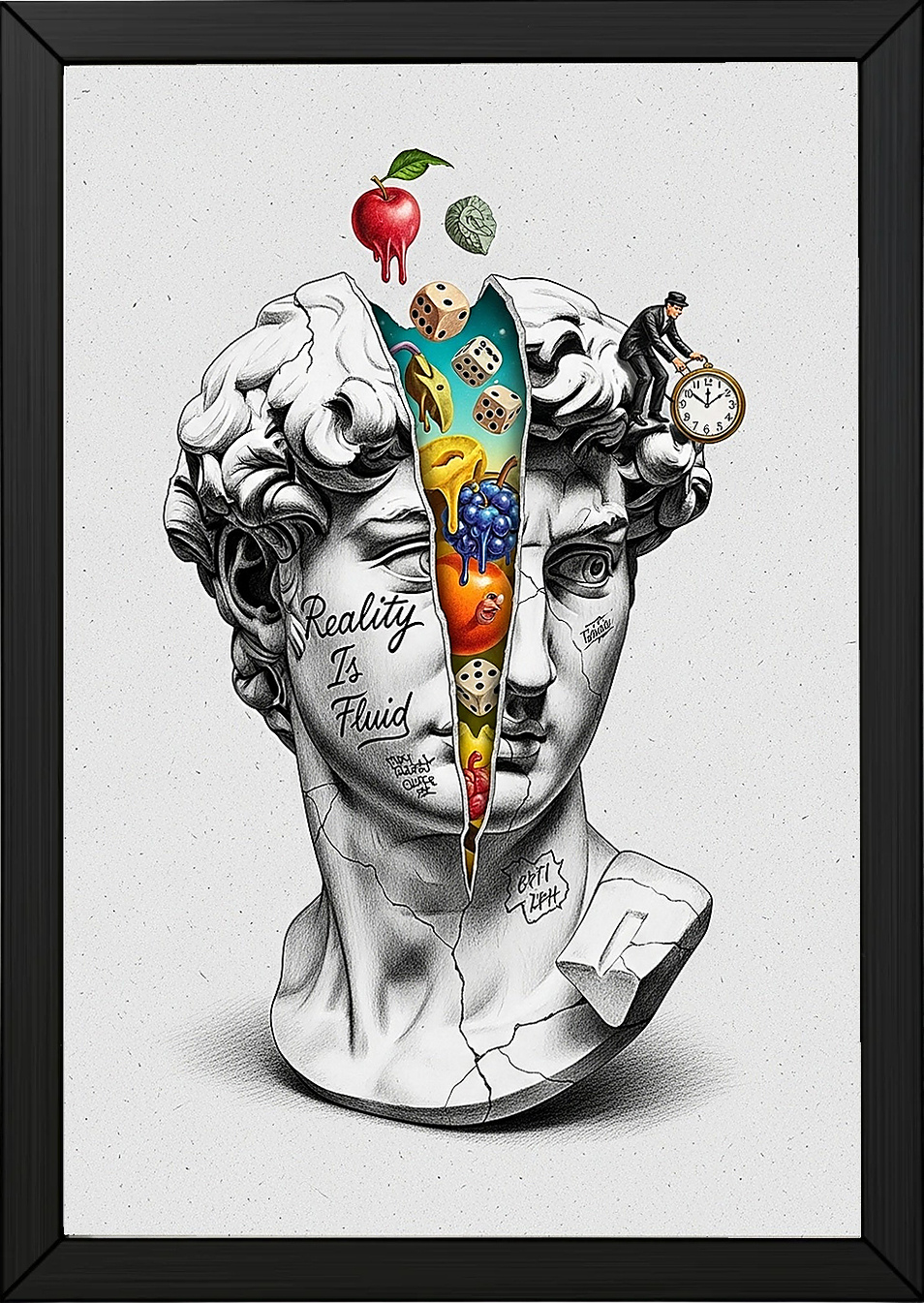 Reality is Fluid — Surreal David Bust Wall Art Print