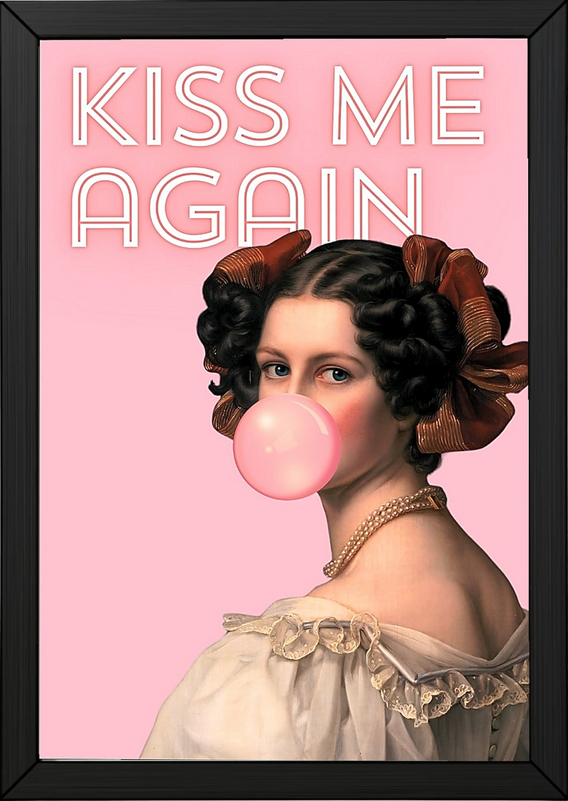 Kiss Me Again Wall Art Print — Romantic Love Quote Poster