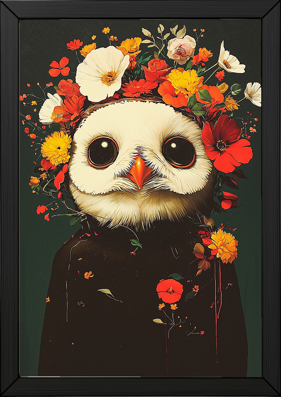 Blossom Bird Wall Art Print — Botanical Floral Bird Illustration Poster