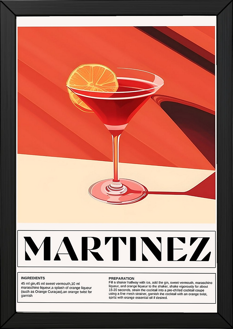Martinez Wall Art Print — Vintage Pre-Prohibition Cocktail Poster