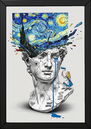 We're All Mad Here Van Gogh — Surreal Self-Portrait Wall Art Print