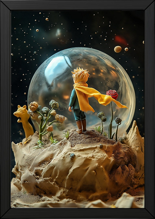 The Little Prince in a Snow Globe Wall Art Print — Saint-Exupéry Tribute Poster