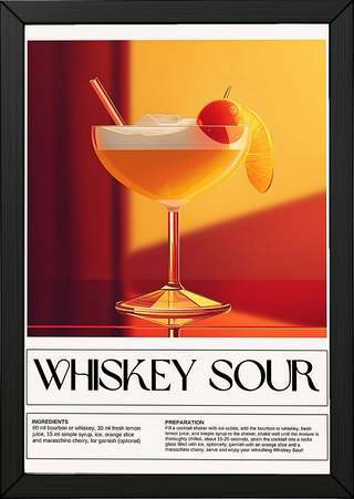 Whiskey Sour Wall Art Print — Classic Bourbon Cocktail Poster