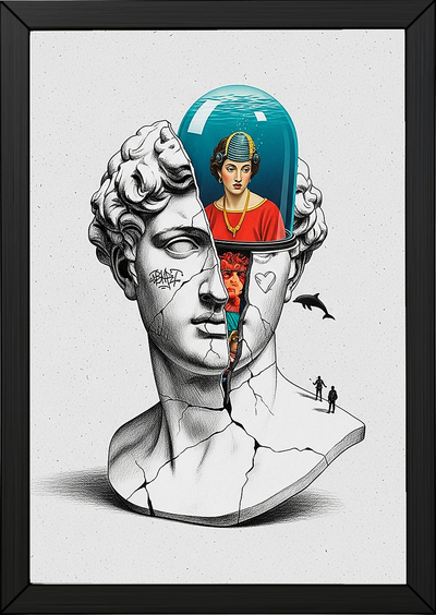 Aquarium Mind — Surreal David Bust Wall Art Print