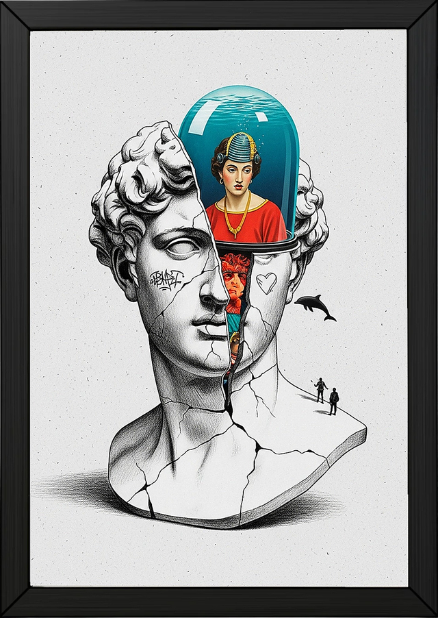 Aquarium Mind — Surreal David Bust Wall Art Print