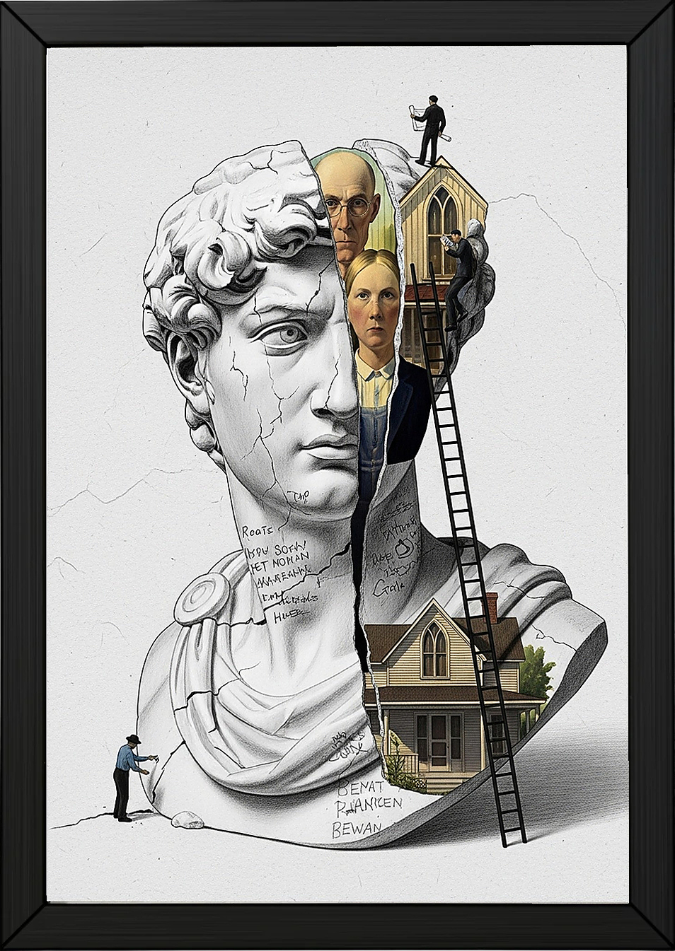 American Gothic Roots — Surreal David Bust Wall Art Print