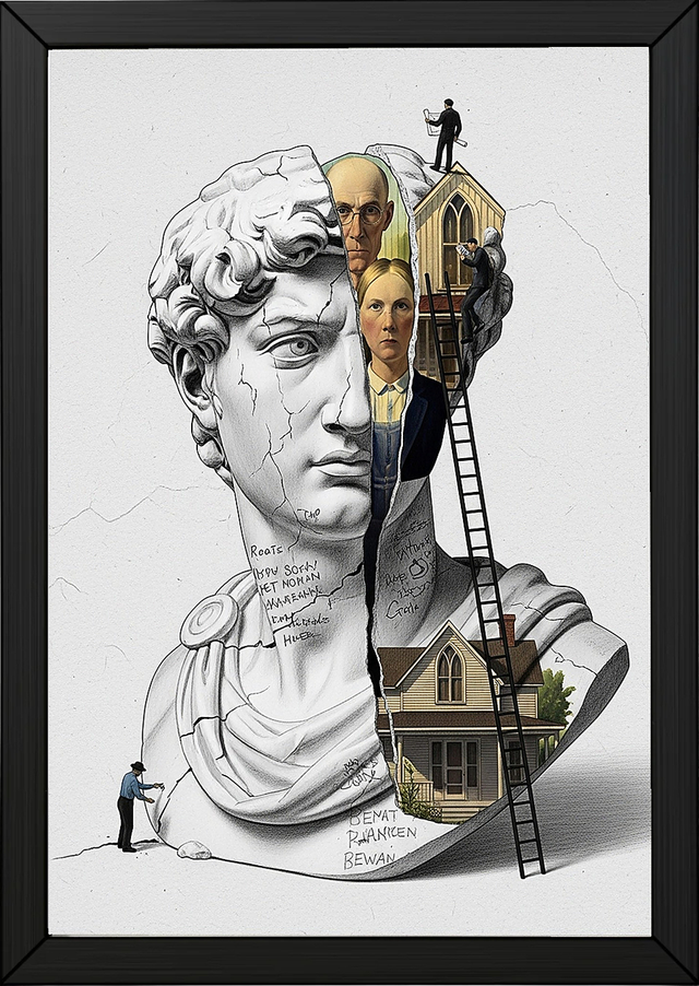 American Gothic Roots — Surreal David Bust Wall Art Print