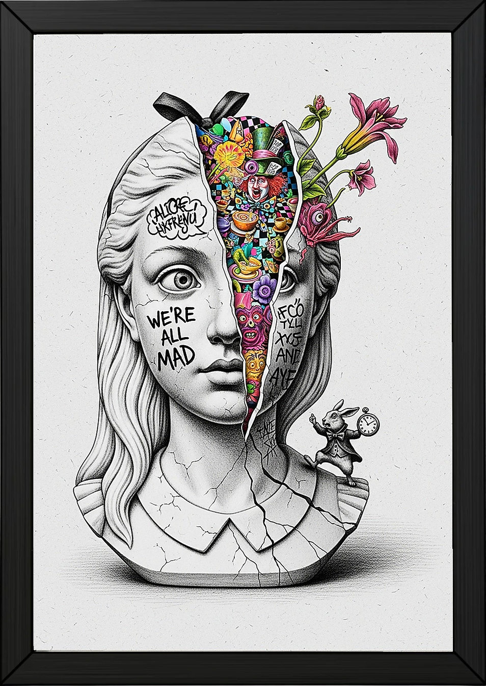 We're All Mad Here Alice — Surreal Wonderland Wall Art Print