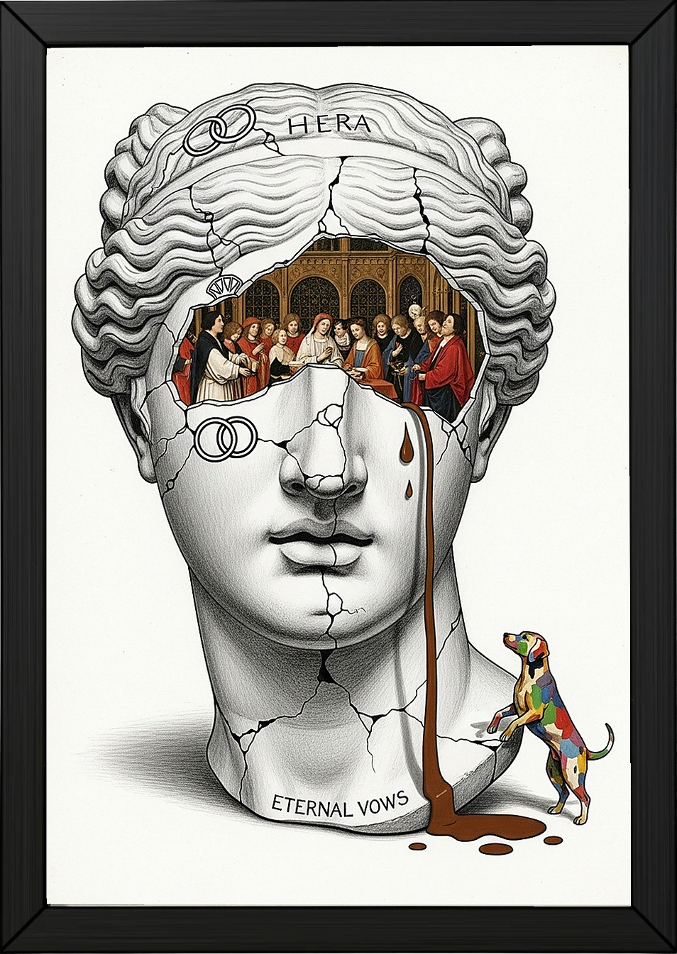 Hera Eternal Vows — Surreal Goddess Bust Wall Art Print
