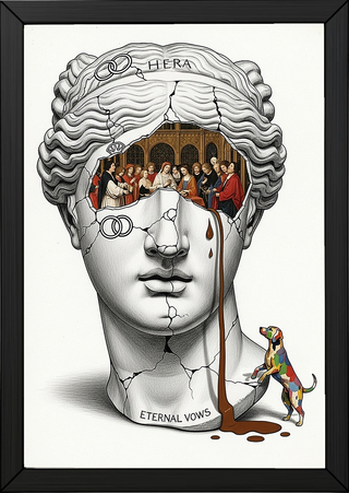Hera Eternal Vows — Surreal Goddess Bust Wall Art Print